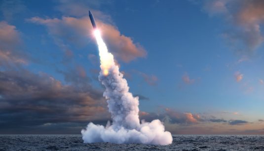 The launch of a ballistic missile from under water